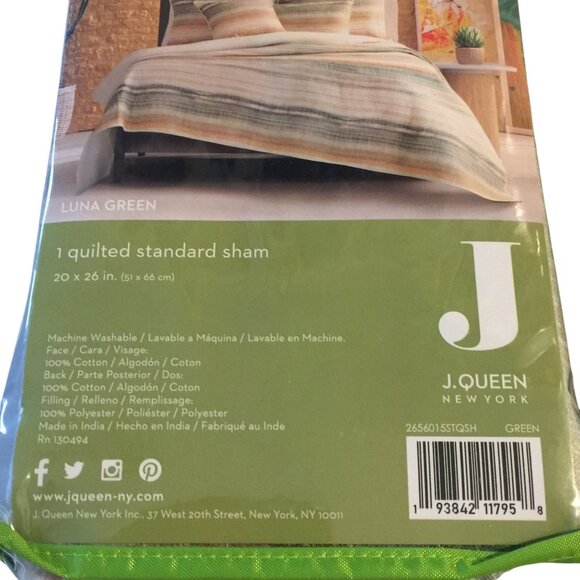 J. QUEEN New York LUNA GREEN Quilted Standard Sham Set of 2 - Picture 3 of 3